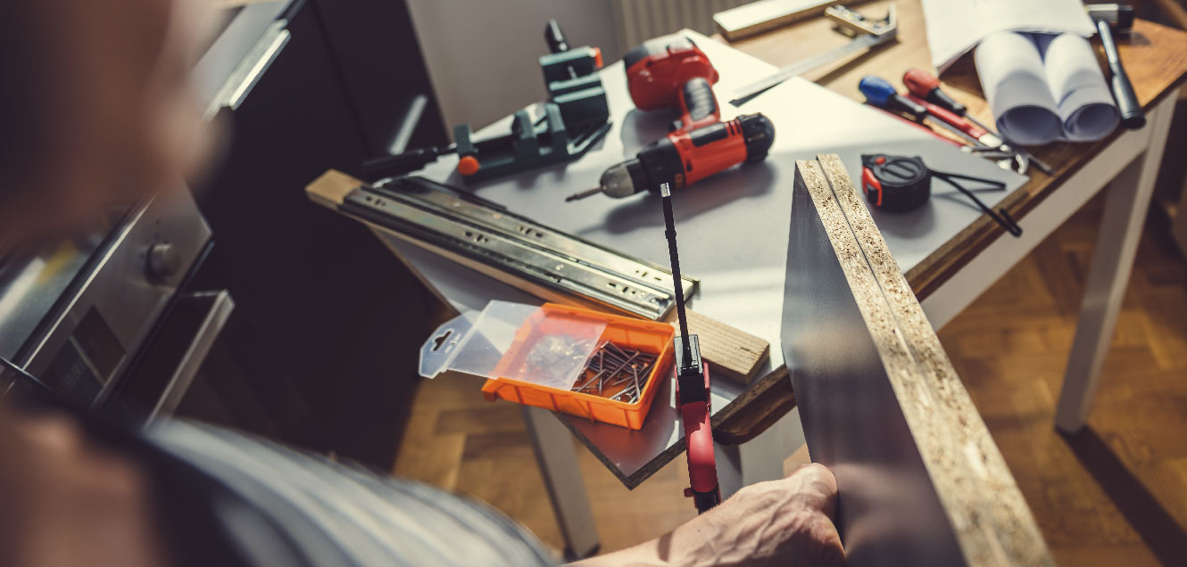 person remodeling kitchen